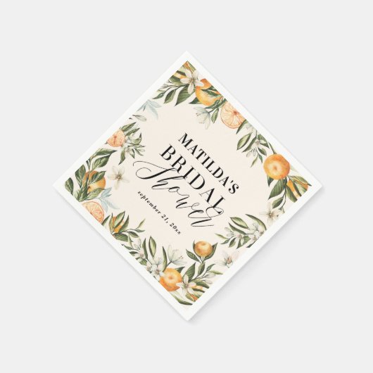 Citrus, oranje + bloesem vrijgezellenfeest napki servet (Hoek)
