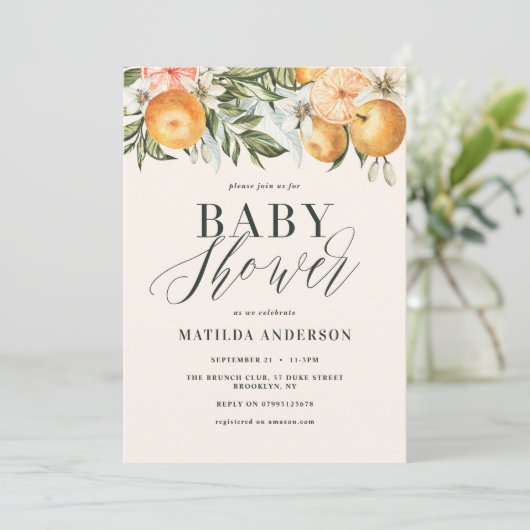 Citrus, oranje + bloesems (Staand voorkant)