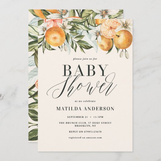 Citrus, oranje + bloesems (Voorkant / Achterkant)