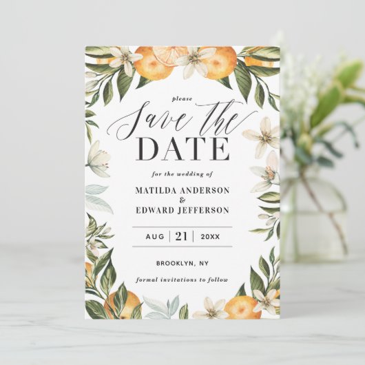 Citrus, oranje + bloesems huwelijk, behalve de dat (Staand voorkant)