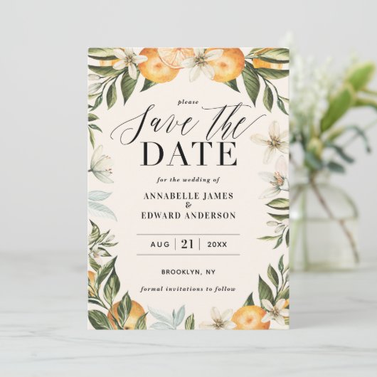 Citrus, oranje + bloesems huwelijk, behalve de dat (Staand voorkant)