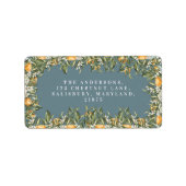 Citrus oranje blossom botanisch rustige bruinblauw etiket (Voorkant)