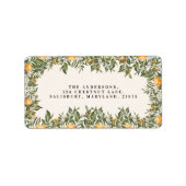 Citrus oranje blossom botanische rustige bruidskic etiket (Voorkant)