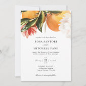 Citrus Oranje Blossom Waterverf Wedding Kaart (Voorkant)