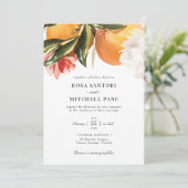 Citrus Oranje Blossom Waterverf Wedding Kaart (Staand voorkant)