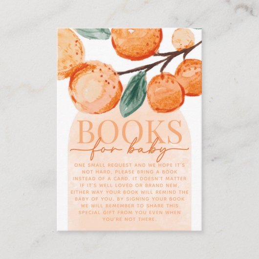 Citrus Oranje Book Request for Baby Kaart Insert (Voorkant)