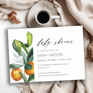 Citrus Oranje Botanical Boho Baby shower Invite Bedankkaart