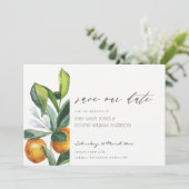 Citrus Oranje Botanical Boho Save the Date Invite Bedankkaart (Staand voorkant)