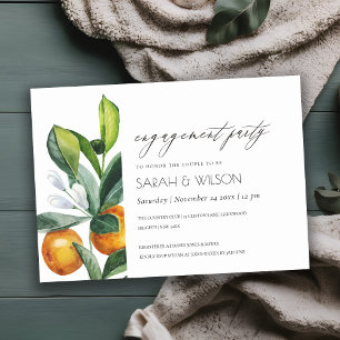 Citrus Oranje Botanical Boho Verloving Invite Bedankkaart