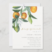 Citrus Oranje Botanical Boho Verloving Invite Bedankkaart (Voorkant)