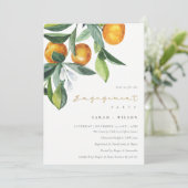Citrus Oranje Botanical Boho Verloving Invite Bedankkaart (Staand voorkant)