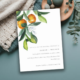 Citrus Oranje Botanical Boho Vow Renewal Invite Bedankkaart