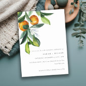 Citrus Oranje Botanical Boho Vow Renewal Invite Bedankkaart