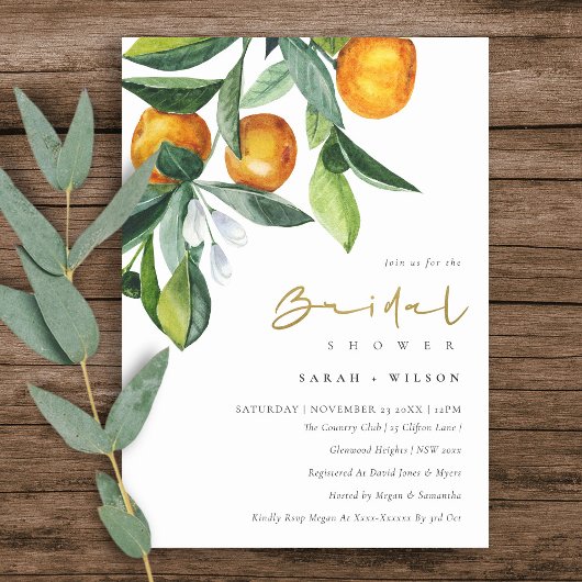 Citrus Oranje Botanical Boho Vrijgezellenfeest Inv Bedankkaart