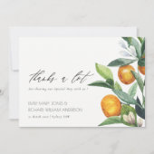 Citrus Oranje Botanical Boho Waterverf Wedding Bedankkaart (Voorkant)