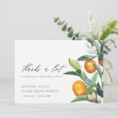 Citrus Oranje Botanical Boho Waterverf Wedding Bedankkaart (Staand voorkant)