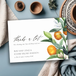 Citrus Oranje Botanical Boho Waterverf Wedding Bedankkaart