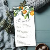 Citrus Oranje Botanical Boho Wedding Menu Kaart