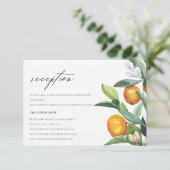 Citrus Oranje Botanical Boho Wedding Reception Informatiekaartje (Staand voorkant)