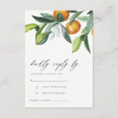 Citrus Oranje Botanical Boho Wedding RSVP Informatiekaartje (Voorkant)