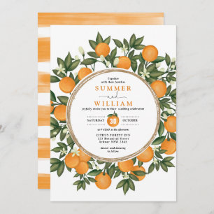 Citrus Oranje Botanical Tangerine Greenery Wedding Kaart