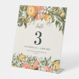Citrus oranje botanisch modern rustig tabelnummer reclamebord met voetstuk