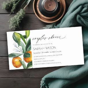 Citrus Oranje Botanische Boho Couples Shower Invit Bedankkaart