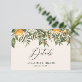 Citrus oranje botanische moderne rustieke details RSVP kaartje (Staand voorkant)