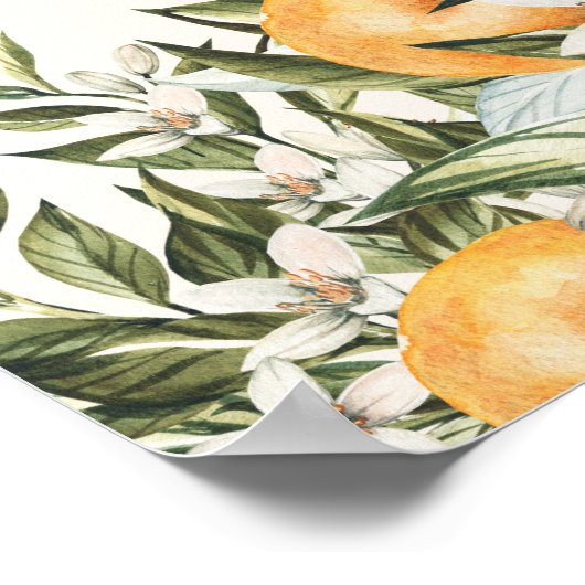 Citrus oranje botanische moderne rustieke kaarten  poster (Hoek)