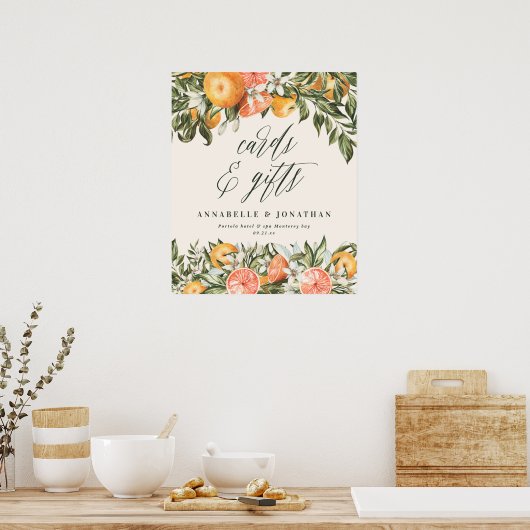 Citrus oranje botanische moderne rustieke kaarten  poster (Keuken)