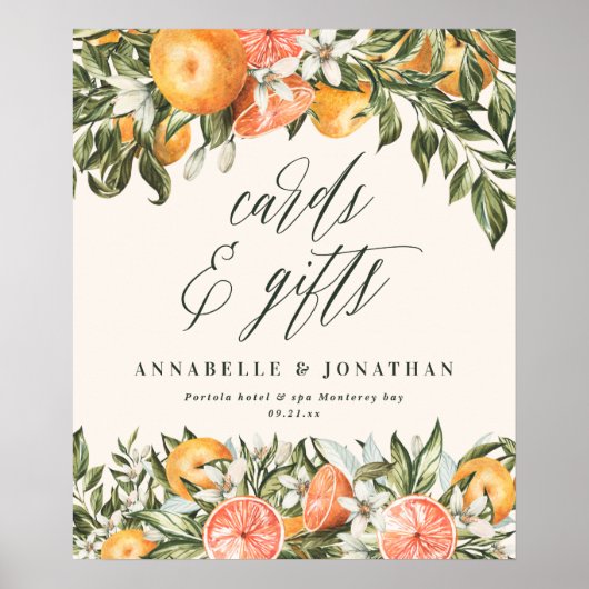 Citrus oranje botanische moderne rustieke kaarten  poster (Voorkant)
