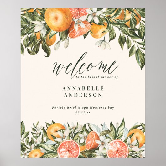 Citrus oranje botanische moderne rustieke welkomst poster (Voorkant)