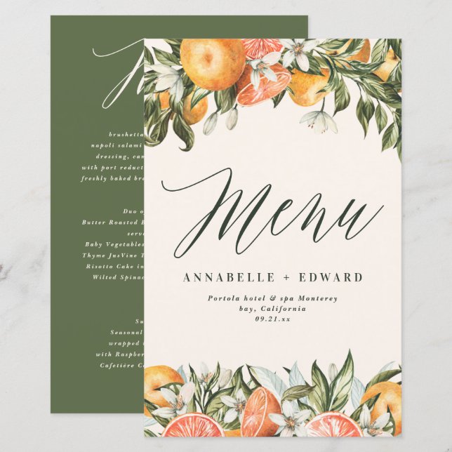 Citrus oranje botanische moderne rustige boerderij (Voorkant / Achterkant)