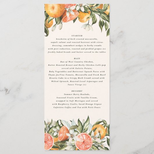 Citrus oranje botanische moderne rustige menu (Achterkant)