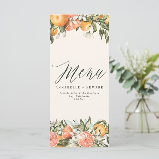 Citrus oranje botanische moderne rustige menu (Staand voorkant)