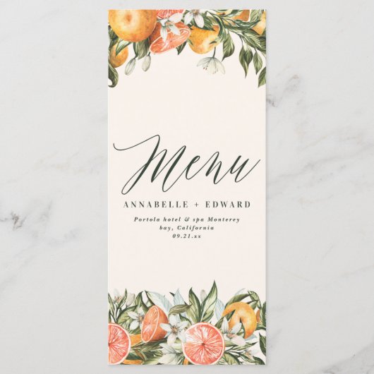 Citrus oranje botanische moderne rustige menu (Voorkant)
