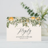 Citrus oranje botanische moderne rustige RSVP Kaartje (Staand voorkant)