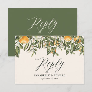 Citrus oranje botanische moderne rustige RSVP Kaartje
