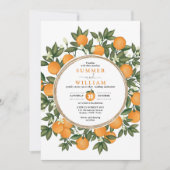 Citrus Oranje Botanische Tangerine Greenery Weddin Kaart (Voorkant)