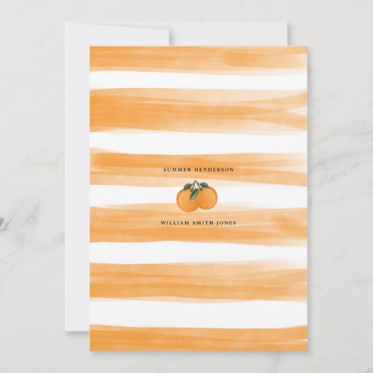 Citrus Oranje Botanische Tangerine Greenery Weddin Kaart (Achterkant)