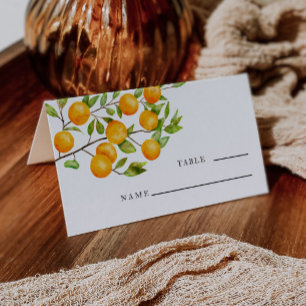 Citrus Oranje bruiloft Plaatskaartje