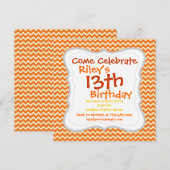 Citrus Oranje Chevron Birthday Party Kaart (Voorkant / Achterkant)