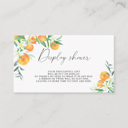 Citrus oranje - Display douche Informatiekaartje (Voorkant)