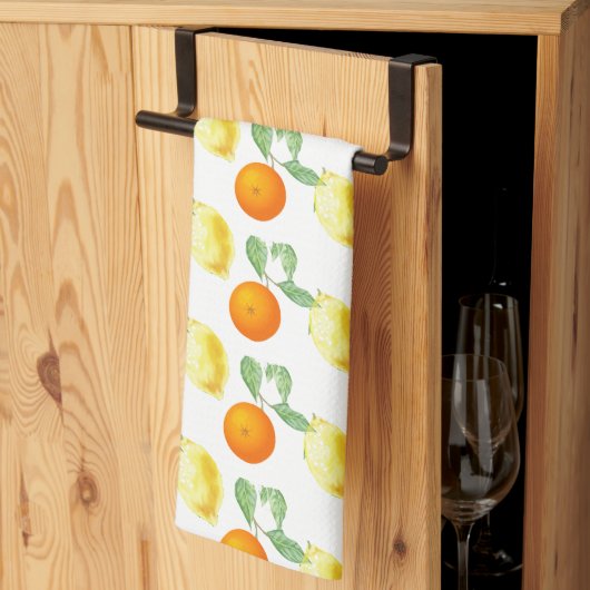 Citrus Oranje en Lemon Print Theedoek (Derde Gevouwen)