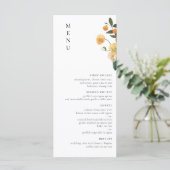 Citrus Oranje Floral-minimalistisch Menu (Staand voorkant)