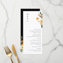 Citrus Oranje Floral-minimalistisch Menu