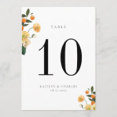 Citrus Oranje Floral Table Number Card Programmakaart (Achterkant)