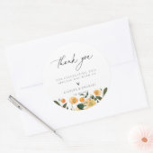 Citrus Oranje Floral Weddenschap Hartelijk dank Ronde Sticker (Envelop)