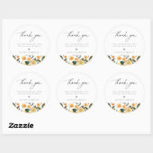 Citrus Oranje Floral Weddenschap Hartelijk dank Ronde Sticker (Vel)