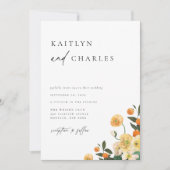Citrus Oranje Floral Wedding Kaart (Voorkant)